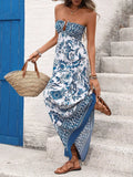 Floral Print Strapless Maxi Dress by Shopiebay