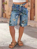 Floral Denim Shorts
