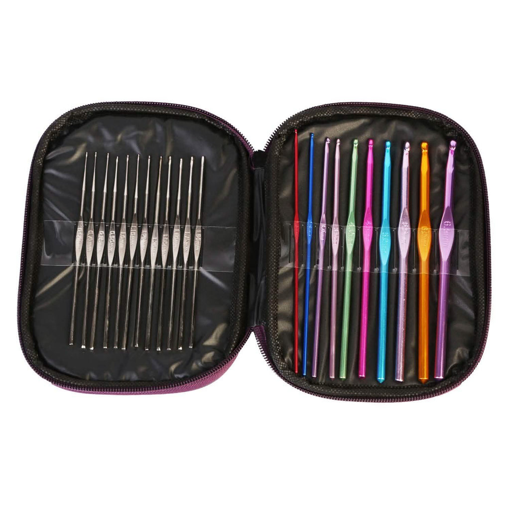 22-Piece: Aluminum Multi-Color Crochet Hook Needles by DailySale