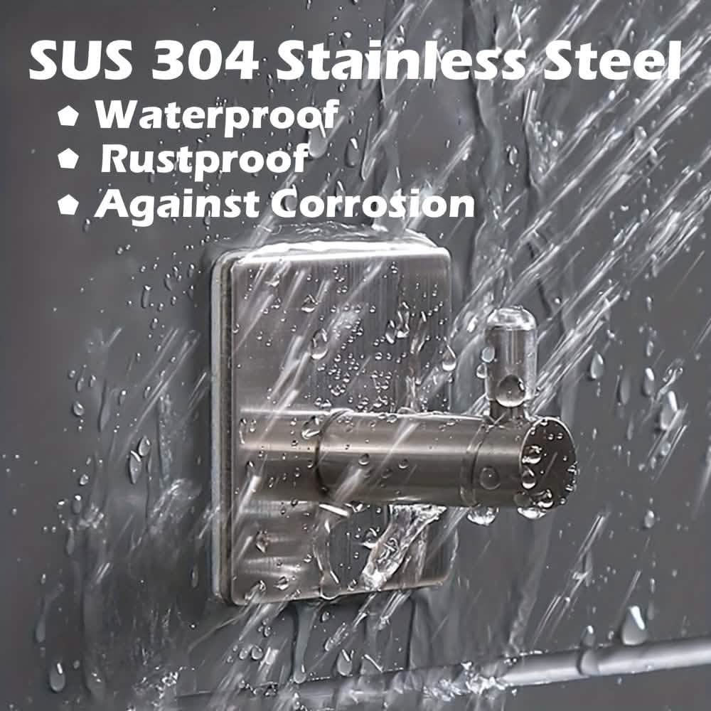 4-Pack Heavy Duty Stick Hooks – Stainless Steel, Waterproof, Wall Mount by DailySale