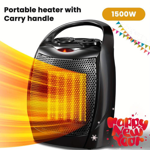 1500W Portable Ceramic Space Heater with Thermostat & Safety Protection with Carry Handle by DailySale