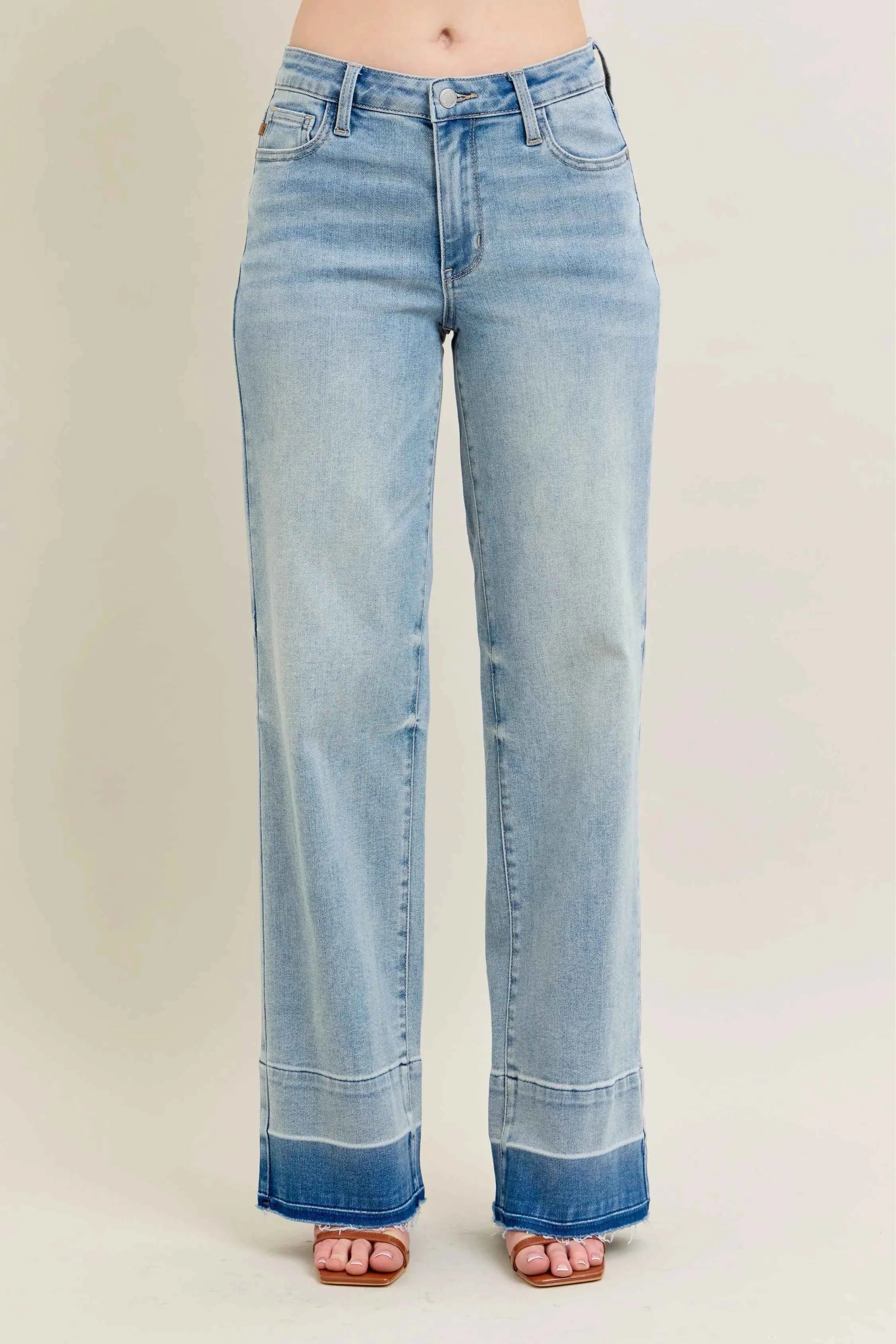 Judy Blue Full Size Mr Release Hem Wide Leg Jeans Plus Size