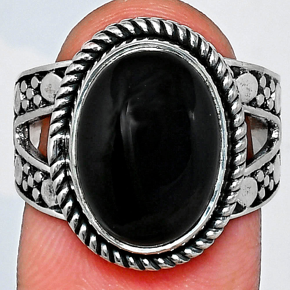 Premium Quality Natural Black Onyx Ring size-7 R-1732 23-ER10325 - Goddess Imports Marketplace