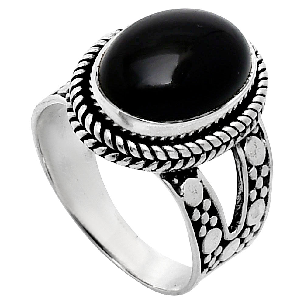 Premium Quality Natural Black Onyx Ring size-7 R-1732 23-ER10325 - Goddess Imports Marketplace