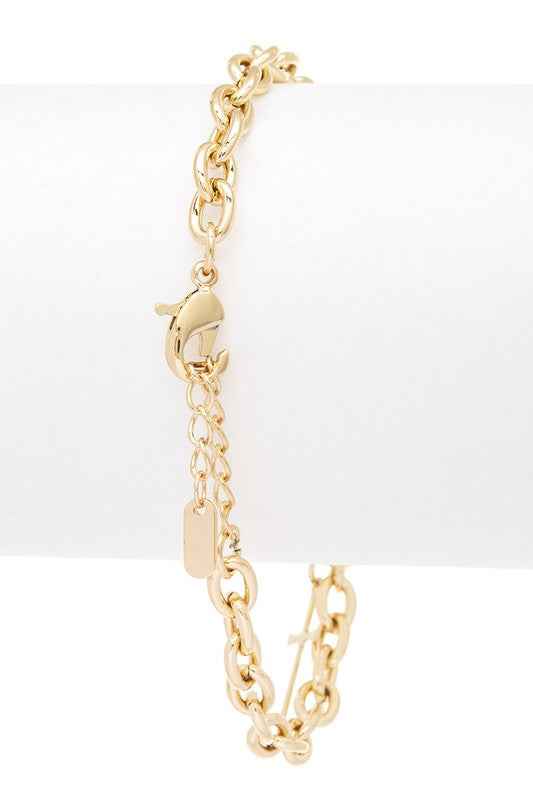 Engraved Cross Charm Stainless Steel Bracelet