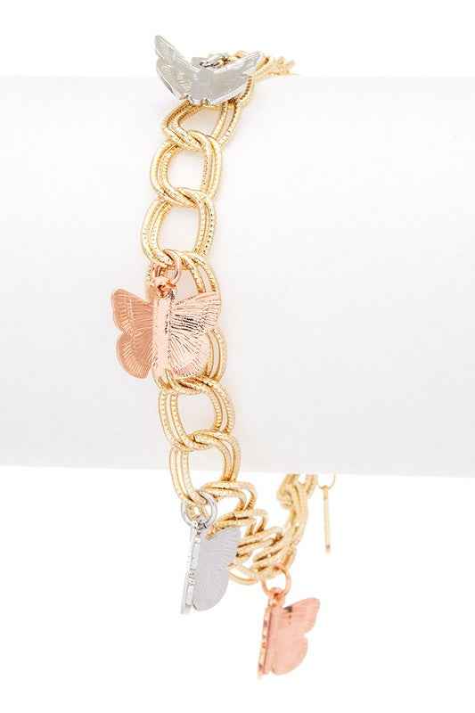 Butterfly Charm Mix Tone Bracelet