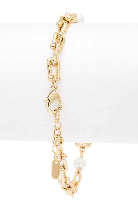 Saint Mary Charm Pearl Stainless Steel Bracelet