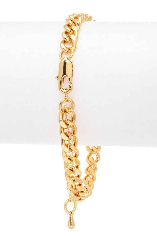 CZ Medallion Charm Stainless Steel Bracelet