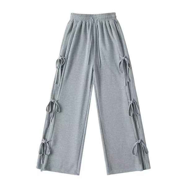 Side tie ribbon bows sweat pants