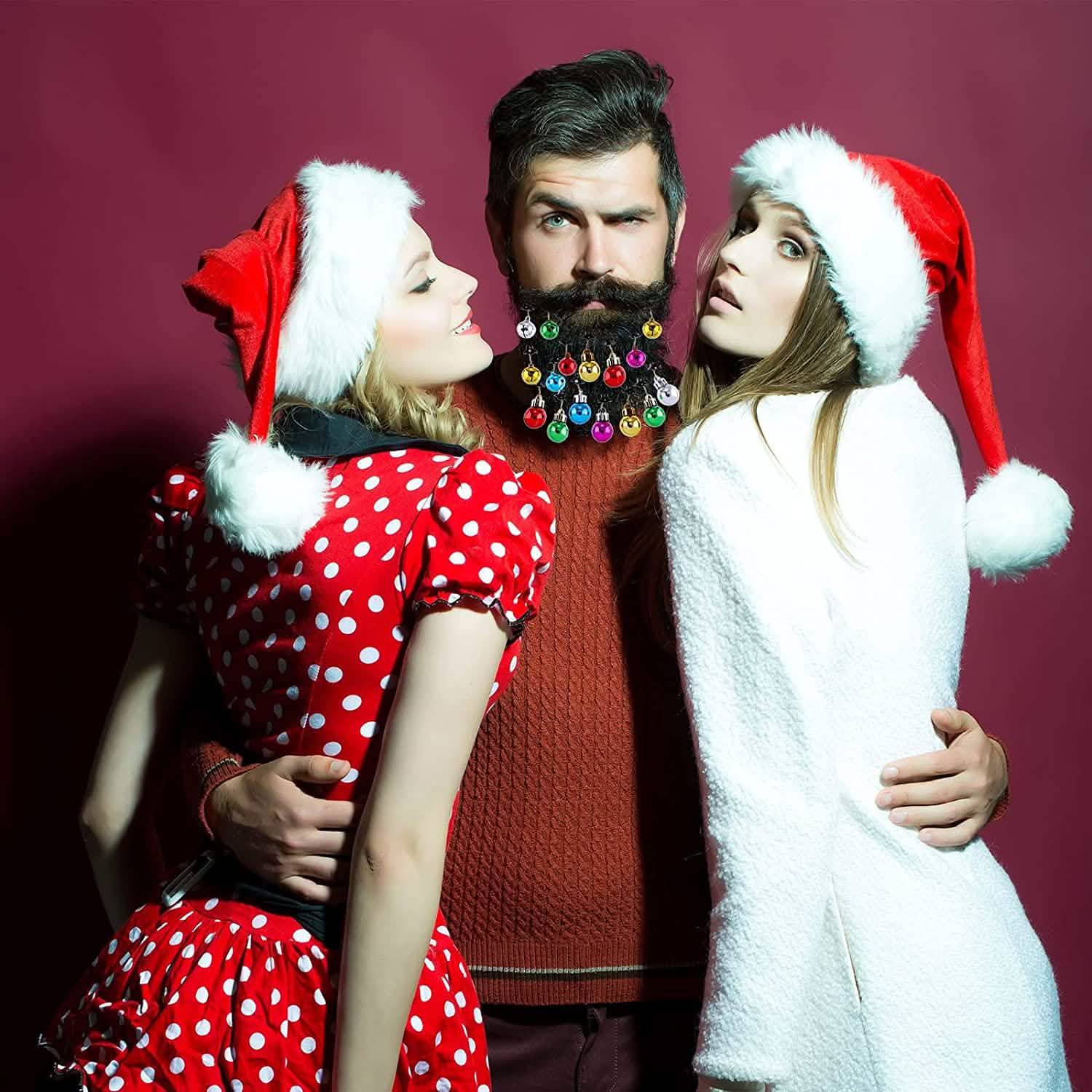 24-Piece: Christmas Beard Baubles Ornaments Santa Claus Beard Bells by DailySale
