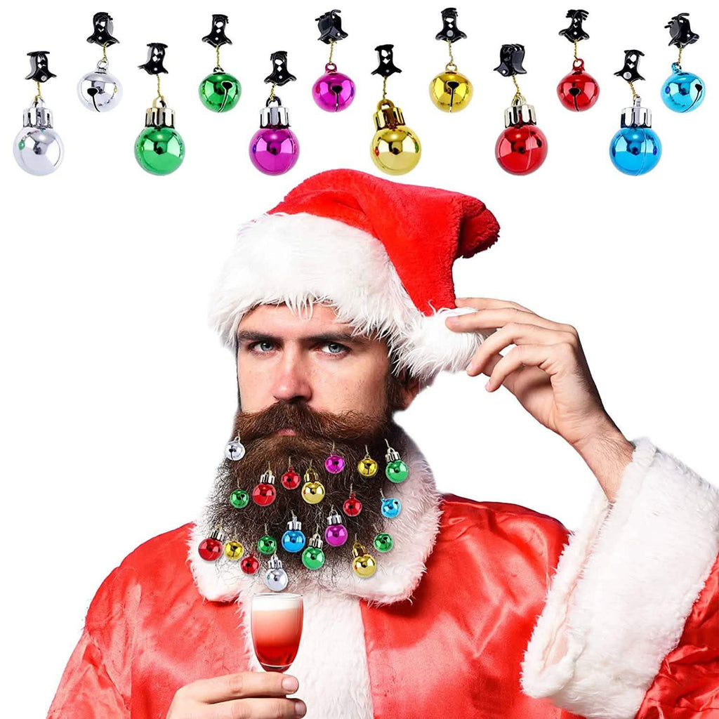 24-Piece: Christmas Beard Baubles Ornaments Santa Claus Beard Bells by DailySale