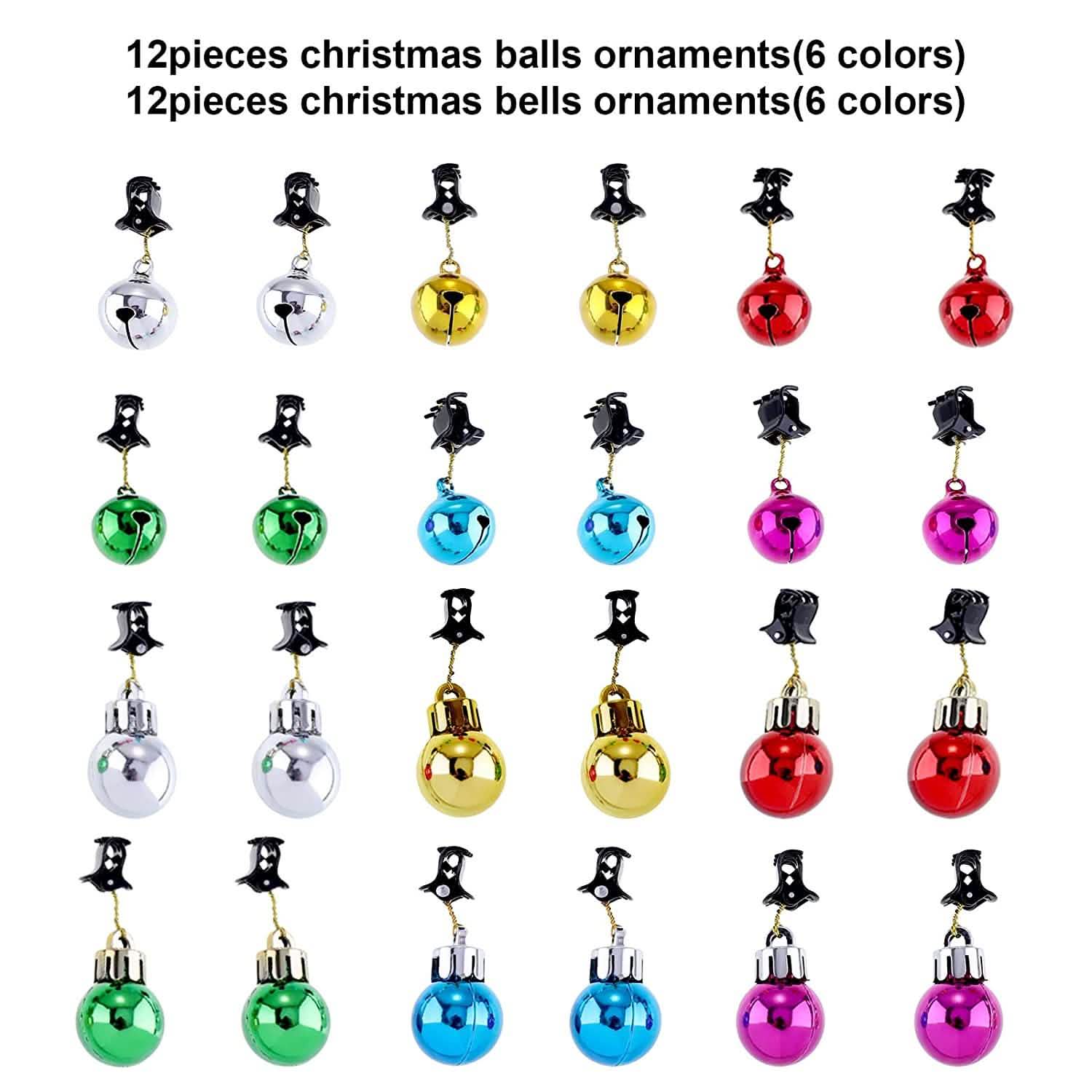 24-Piece: Christmas Beard Baubles Ornaments Santa Claus Beard Bells by DailySale