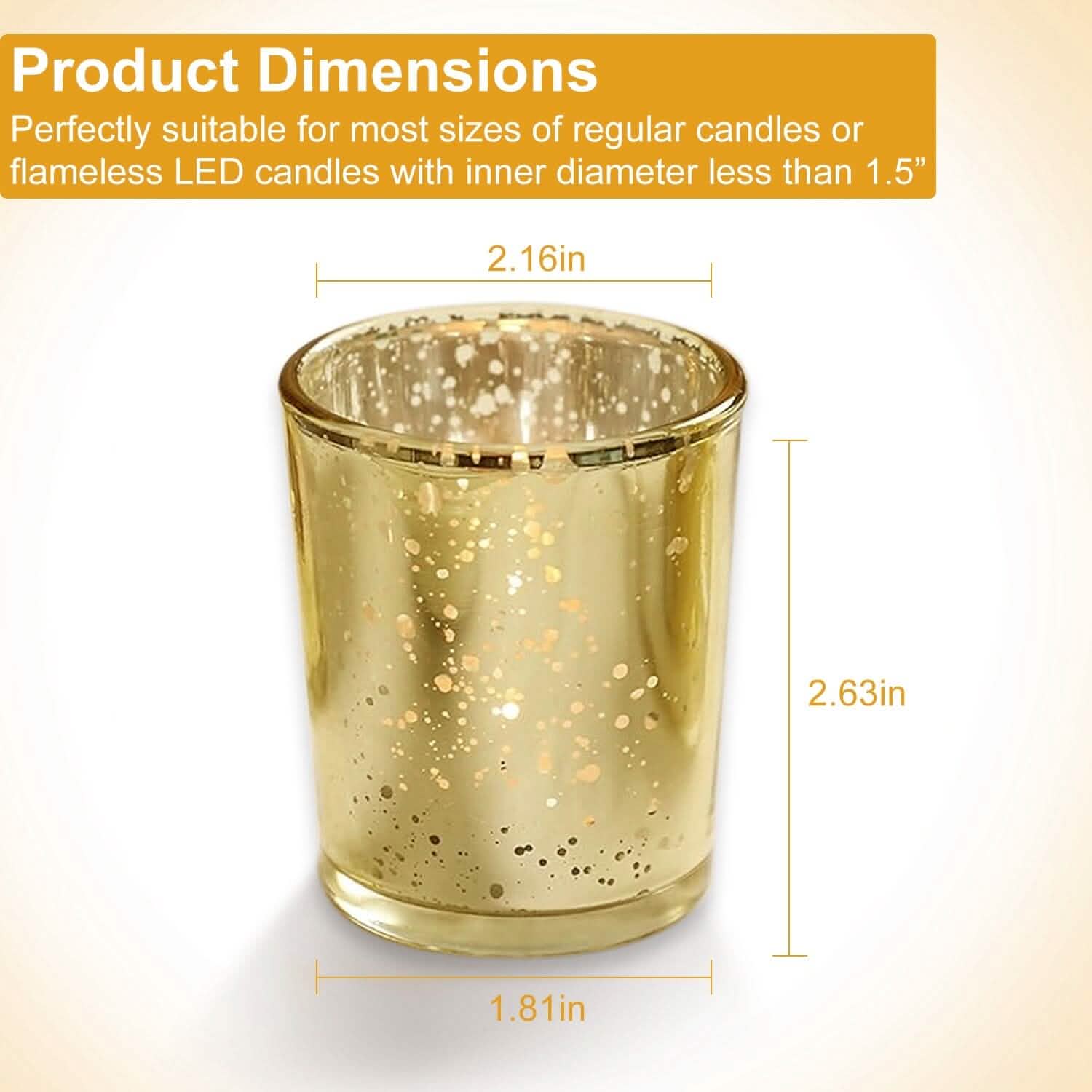 24-Pieces Gold Votive Tealights Candle Holder Mercury Glass by DailySale