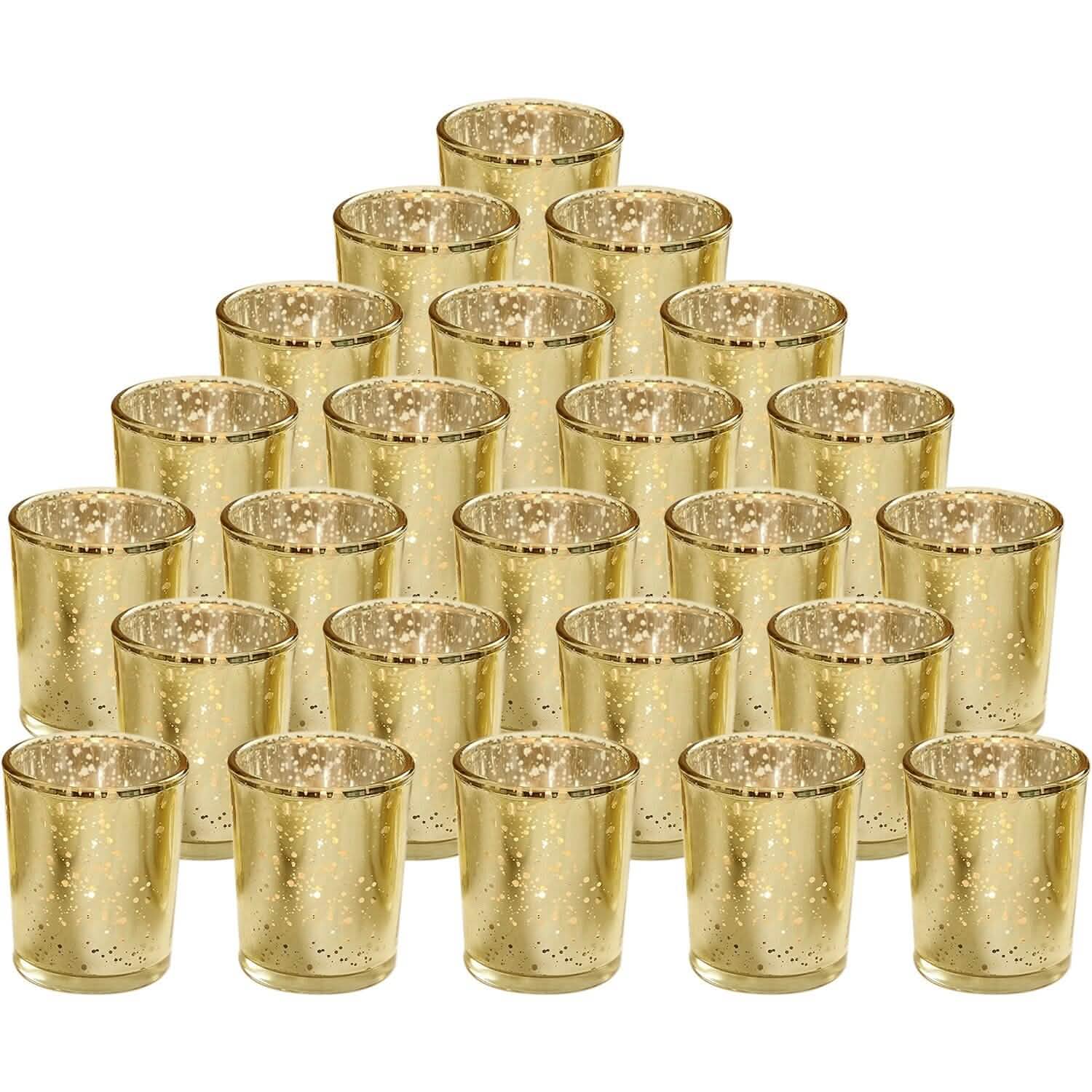 24-Pieces Gold Votive Tealights Candle Holder Mercury Glass by DailySale