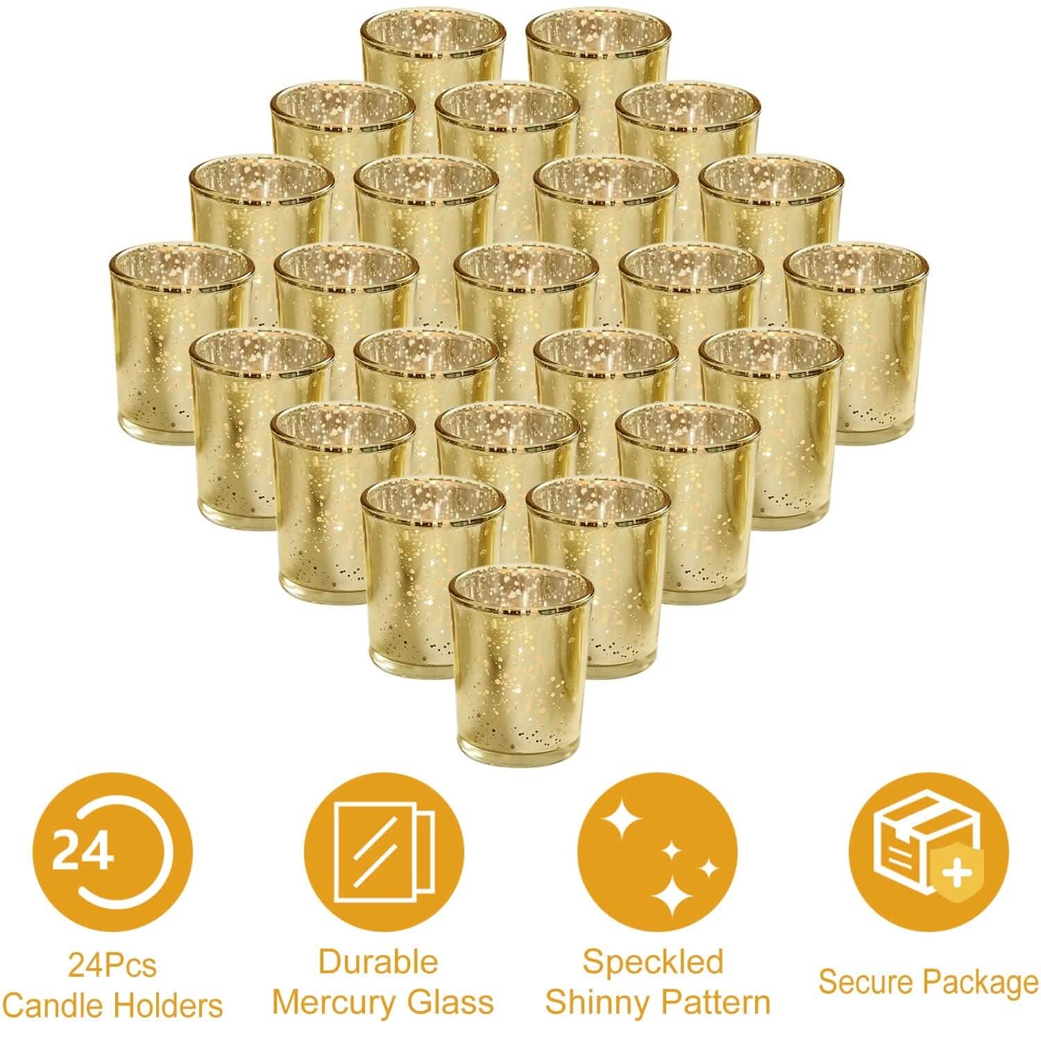 24-Pieces Gold Votive Tealights Candle Holder Mercury Glass by DailySale