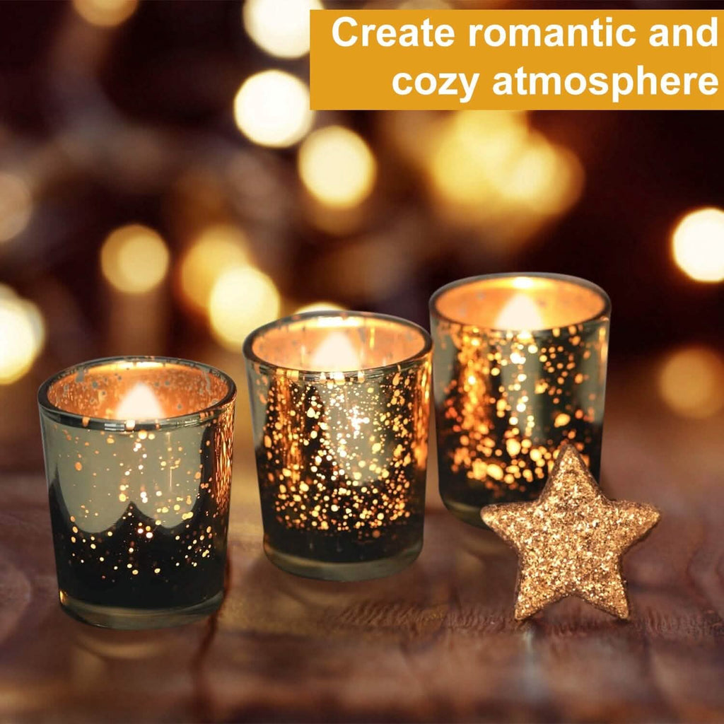 24-Pieces Gold Votive Tealights Candle Holder Mercury Glass by DailySale