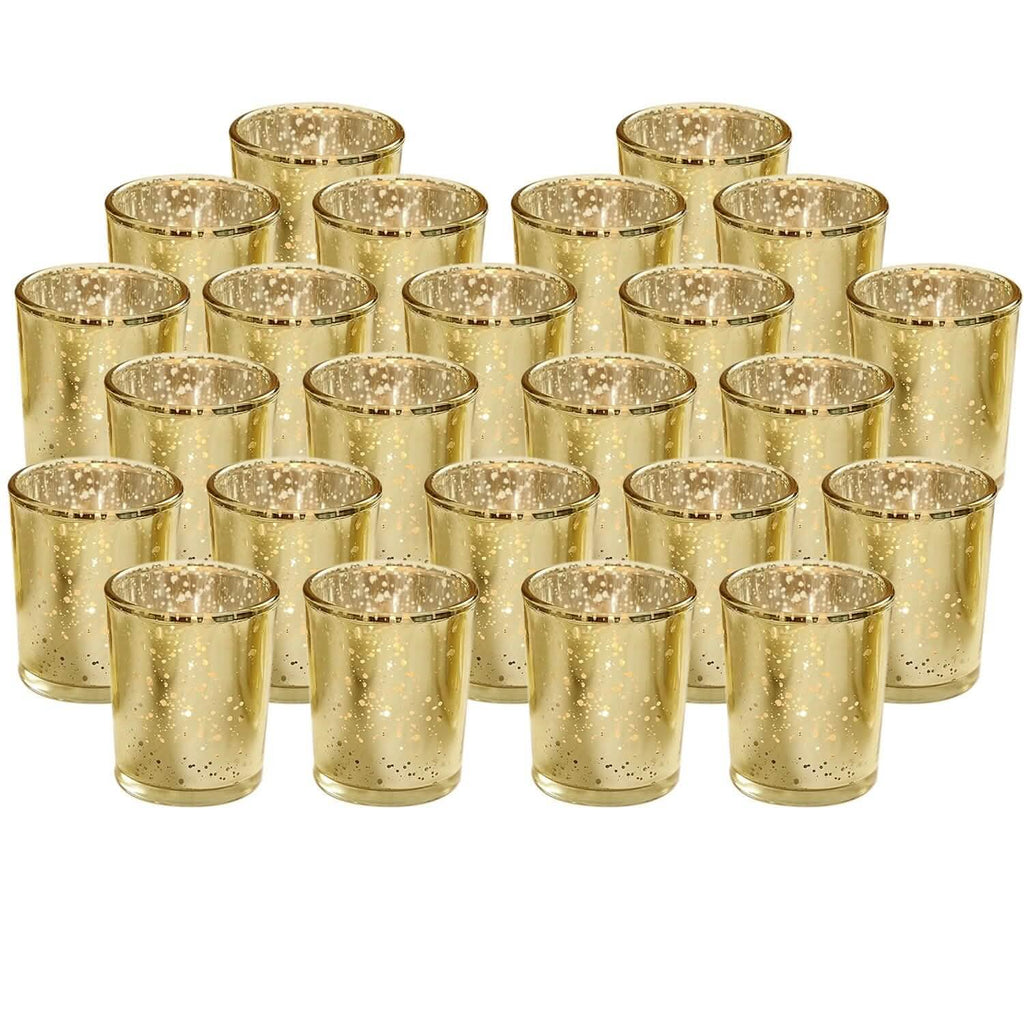 24-Pieces Gold Votive Tealights Candle Holder Mercury Glass by DailySale