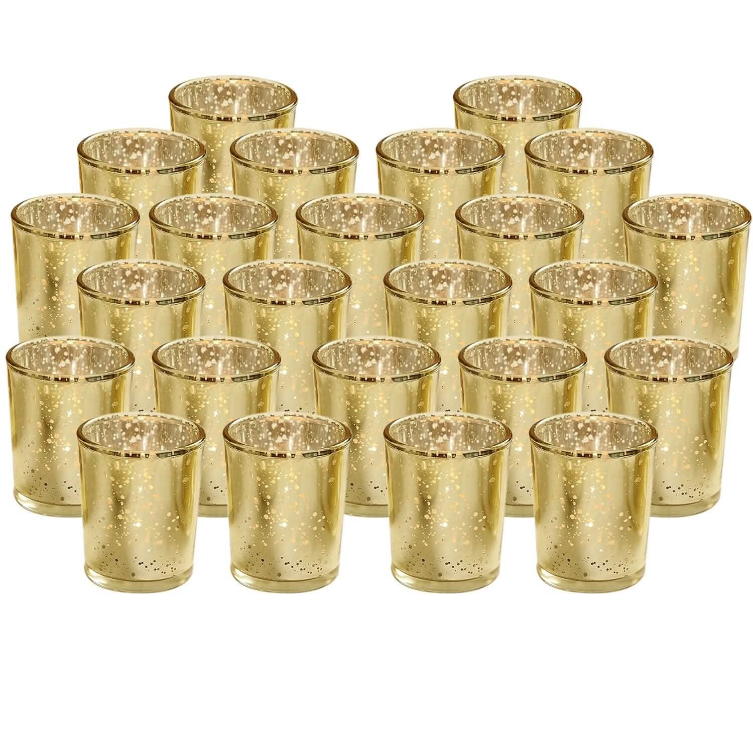 24-Pieces Gold Votive Tealights Candle Holder Mercury Glass by DailySale