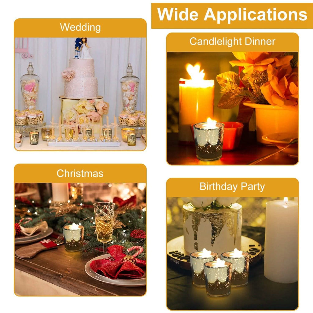 24-Pieces Gold Votive Tealights Candle Holder Mercury Glass by DailySale
