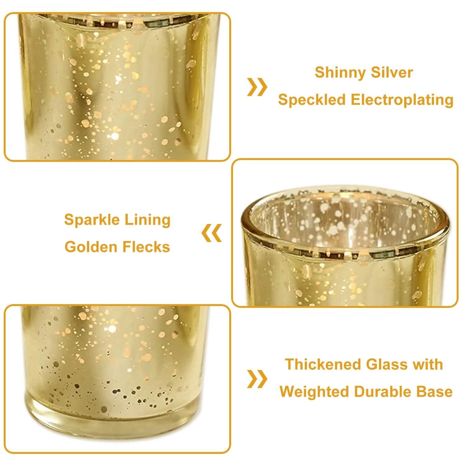 24-Pieces Gold Votive Tealights Candle Holder Mercury Glass by DailySale