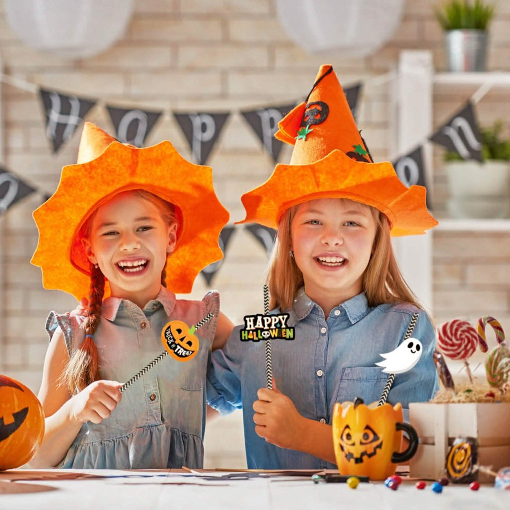 24-Pieces: Halloween Party Striped Decorative Paper Straws by DailySale