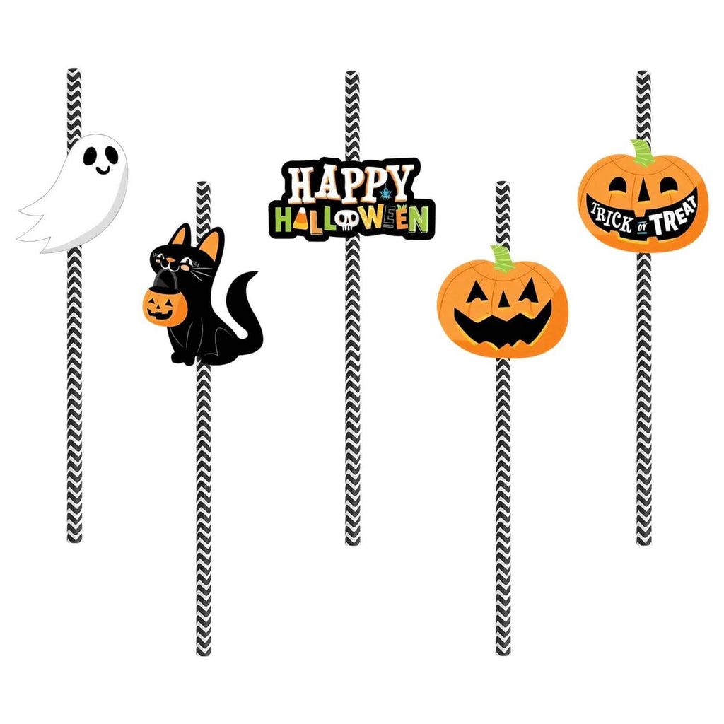 24-Pieces: Halloween Party Striped Decorative Paper Straws by DailySale