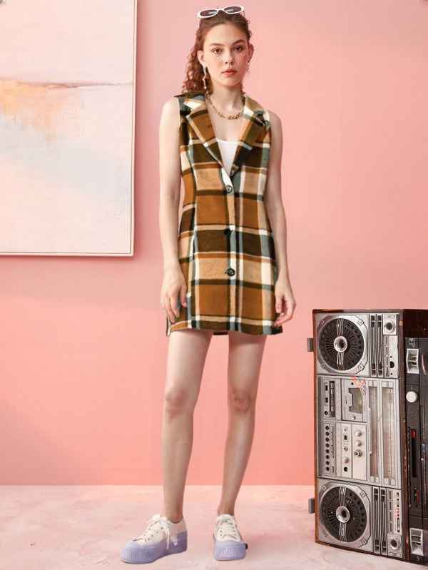 Plaid Sleeveless Vest