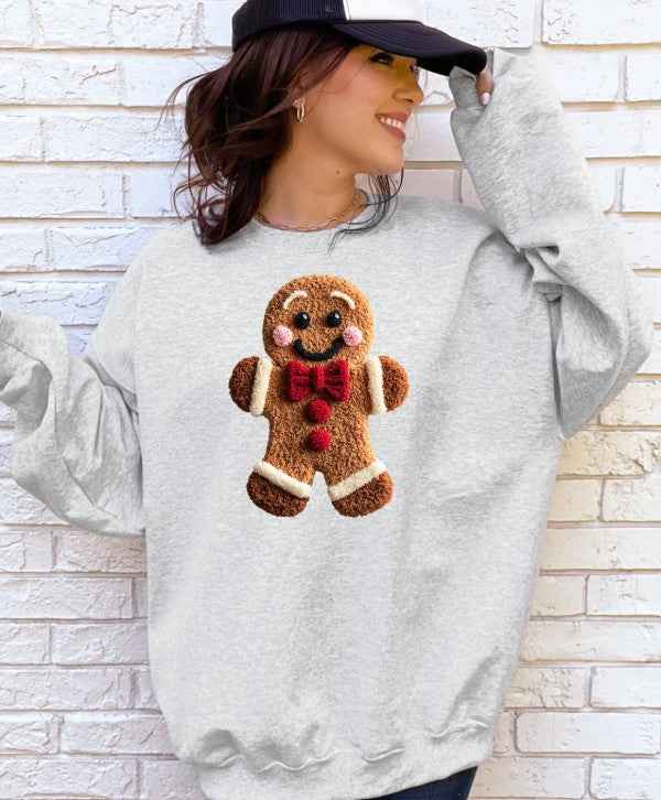 Crochet Latch Hook Gingerbread Graphic Sweatshirt