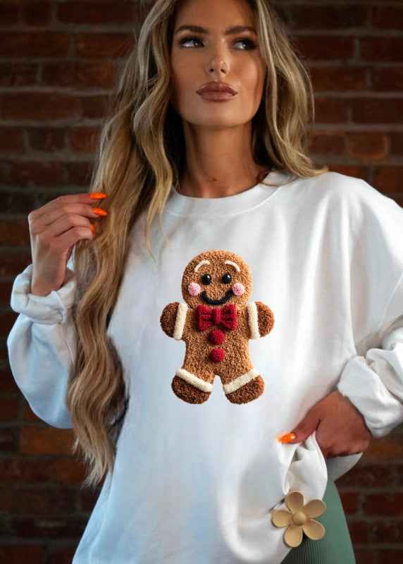 Crochet Latch Hook Gingerbread Graphic Sweatshirt