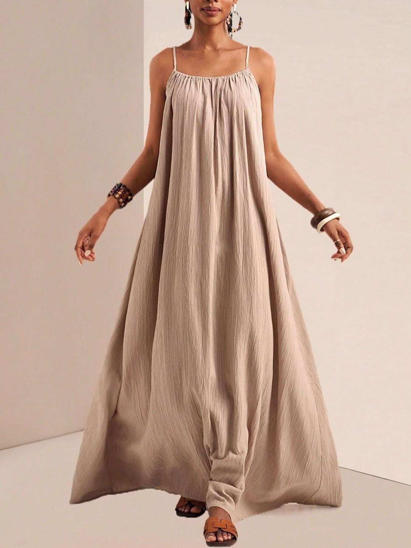 Spaghetti Strap Flowy Maxi Dress by Shopiebay