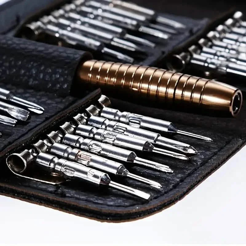 25-Piece Set: Precision Tool Repair Kit with Leather Case by DailySale