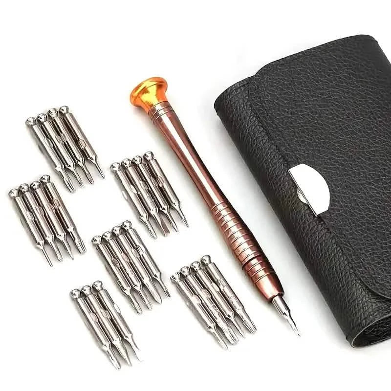 25-Piece Set: Precision Tool Repair Kit with Leather Case by DailySale