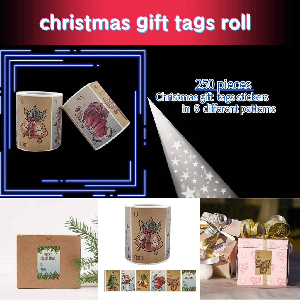 250-Pieces: Christmas Gift Tags Self Adhesive Labels Stickers 250 Pieces by DailySale