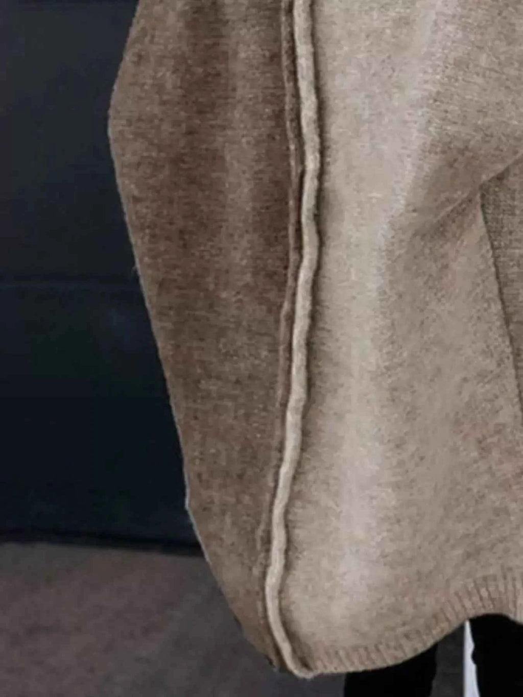 Two-Tone Hooded Open Front Knit Cardigan