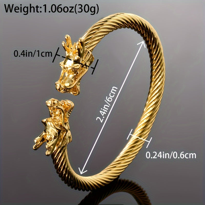 Double Dragon Copper Bracelet – Rock & Hip-Hop Style, Unisex by DailySale