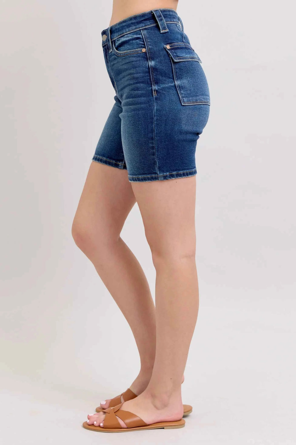 Judy Blue Full Size High Waist Bermudas Jeans W/ Back Flap Pockets Plus Size