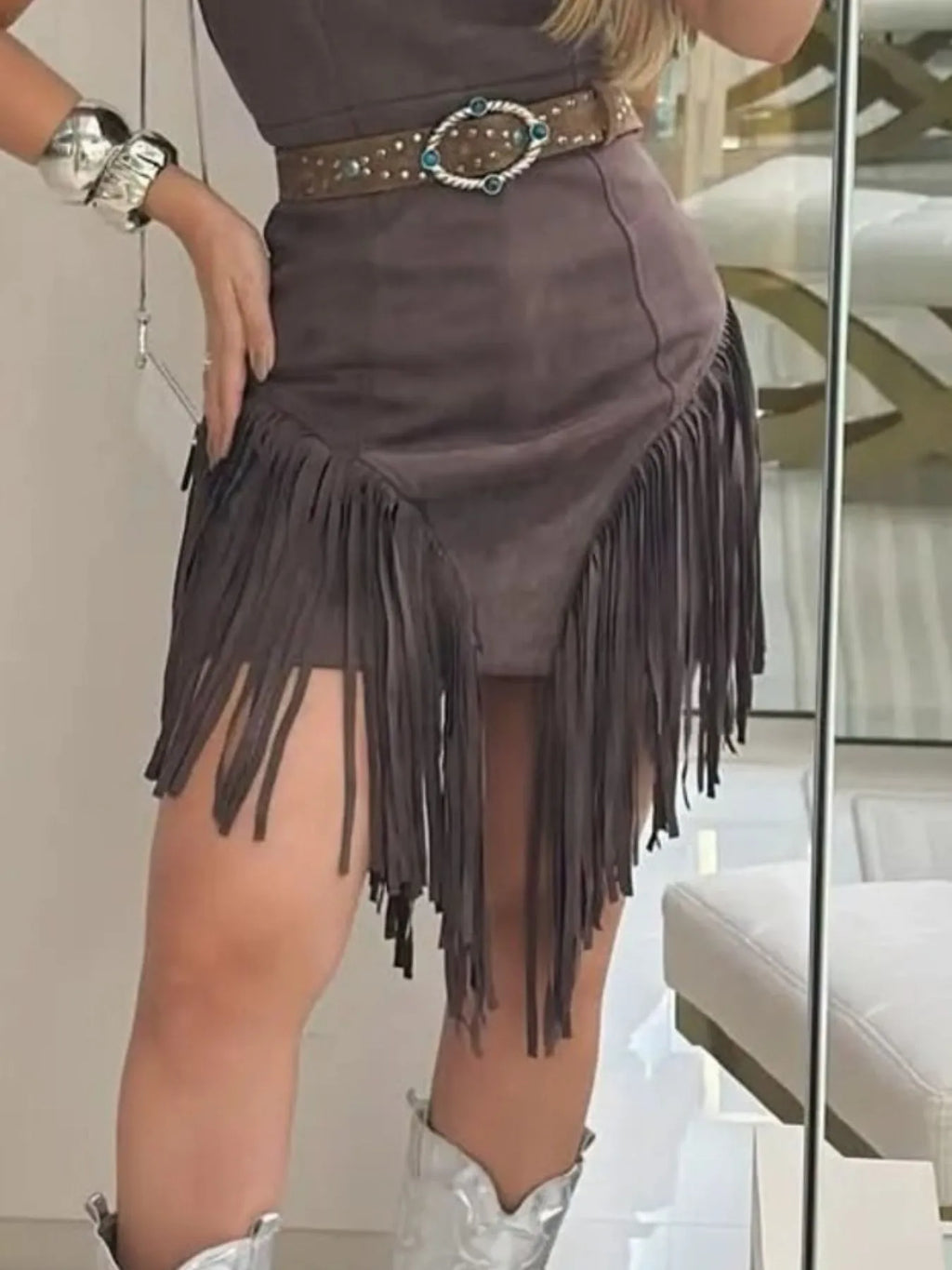 Fringe Square Neck Bodycon Mini Dress by Shopiebay