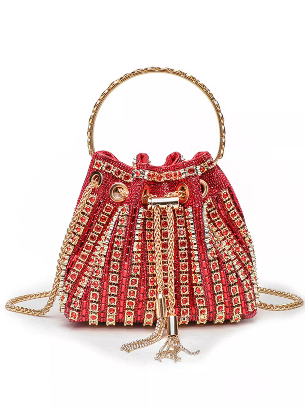 Bucket Style Rhinestone Crossbody Bag