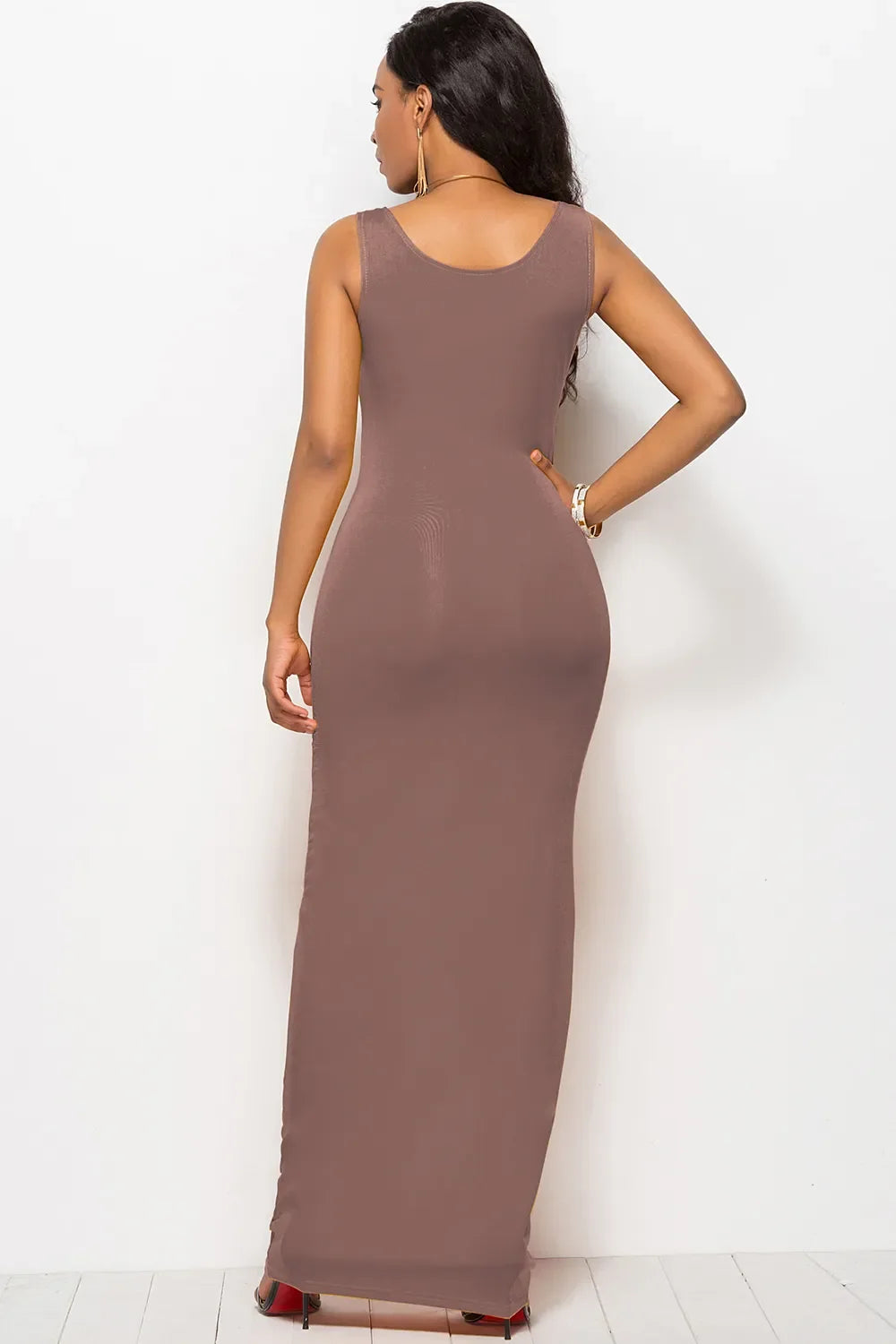 Scoop Neck Wide Strap Maxi Dress by Shopiebay