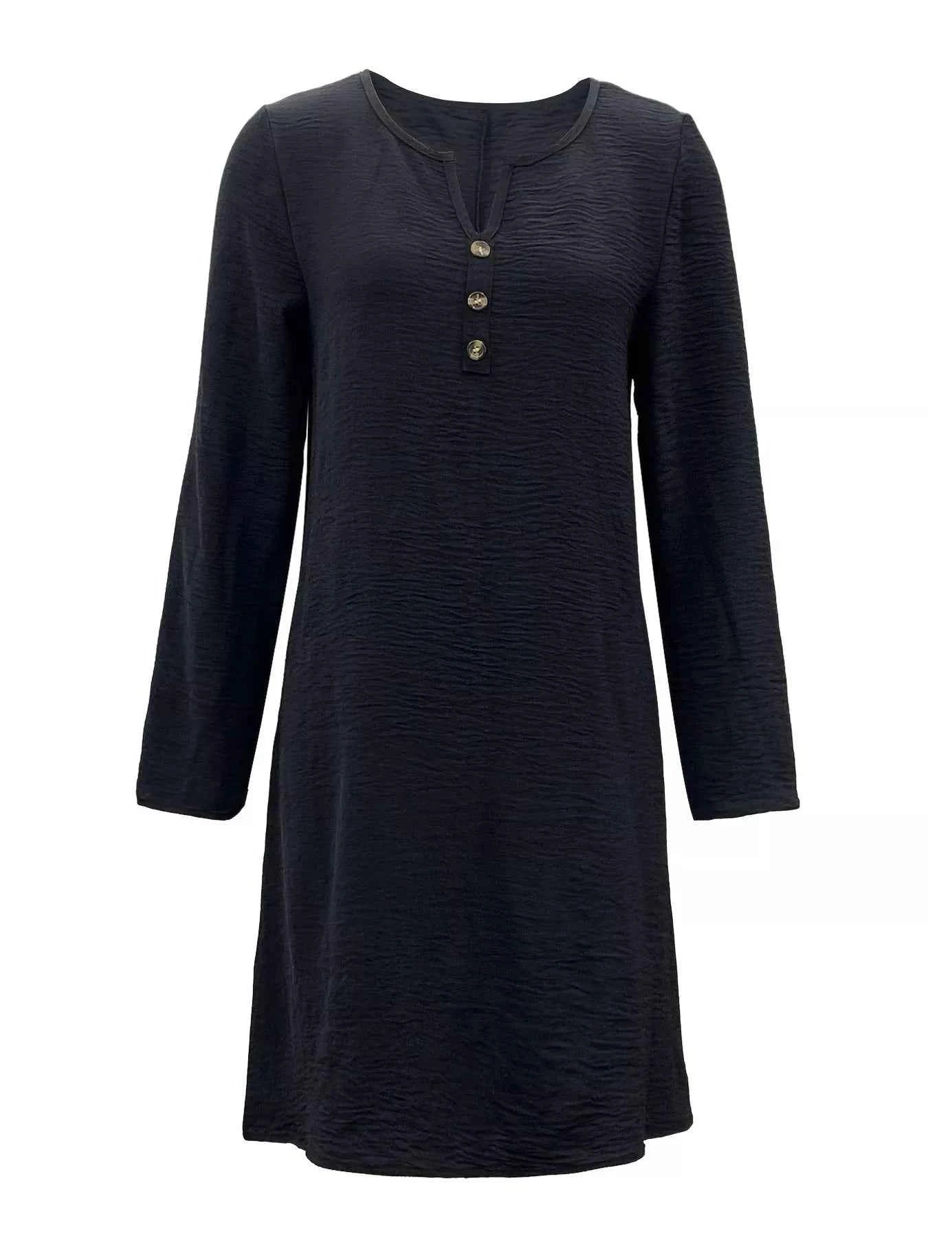 2 Piece Casual Notched Long Sleeve Dress