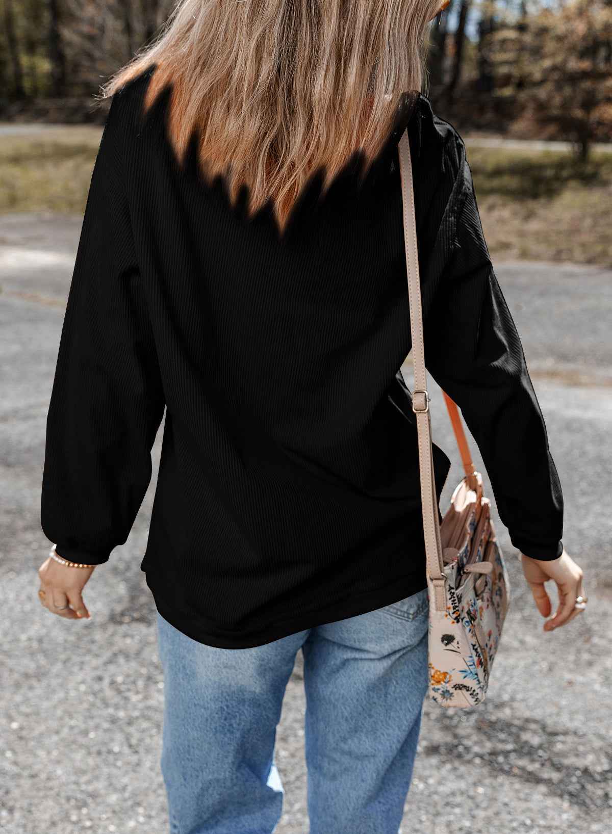 Black Football Graphic Game Day Embroidered Corded Sweatshirt