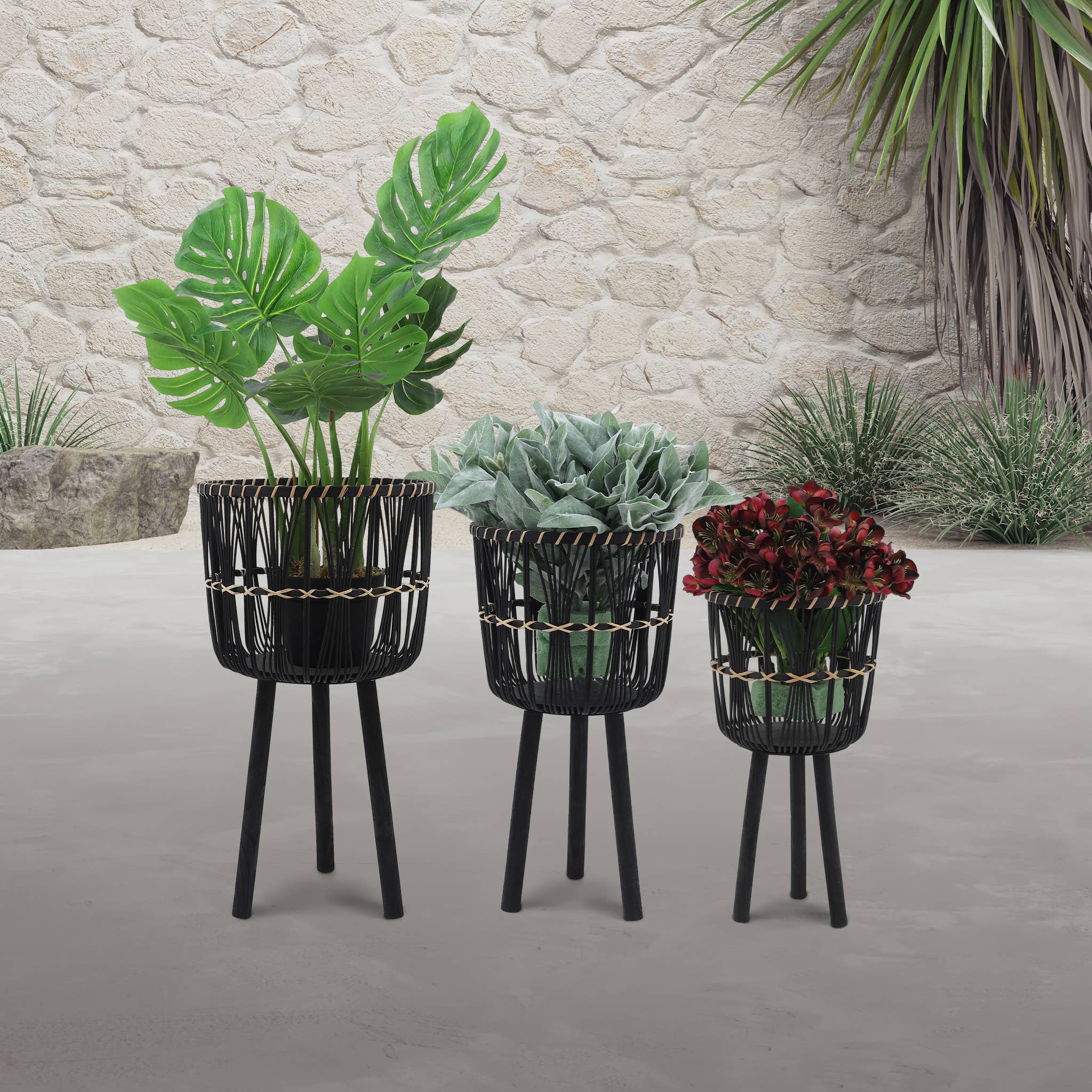 Bamboo Tripod Base Planters by Terra Cotta Botanical Boutique