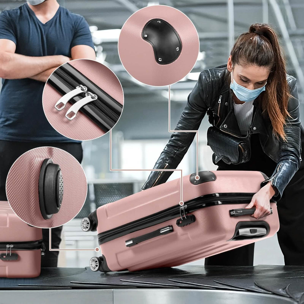 3-Piece Hard Shell Luggage Set with TSA Lock – 20/24/28 Inch 360° Spinner Wheels by DailySale