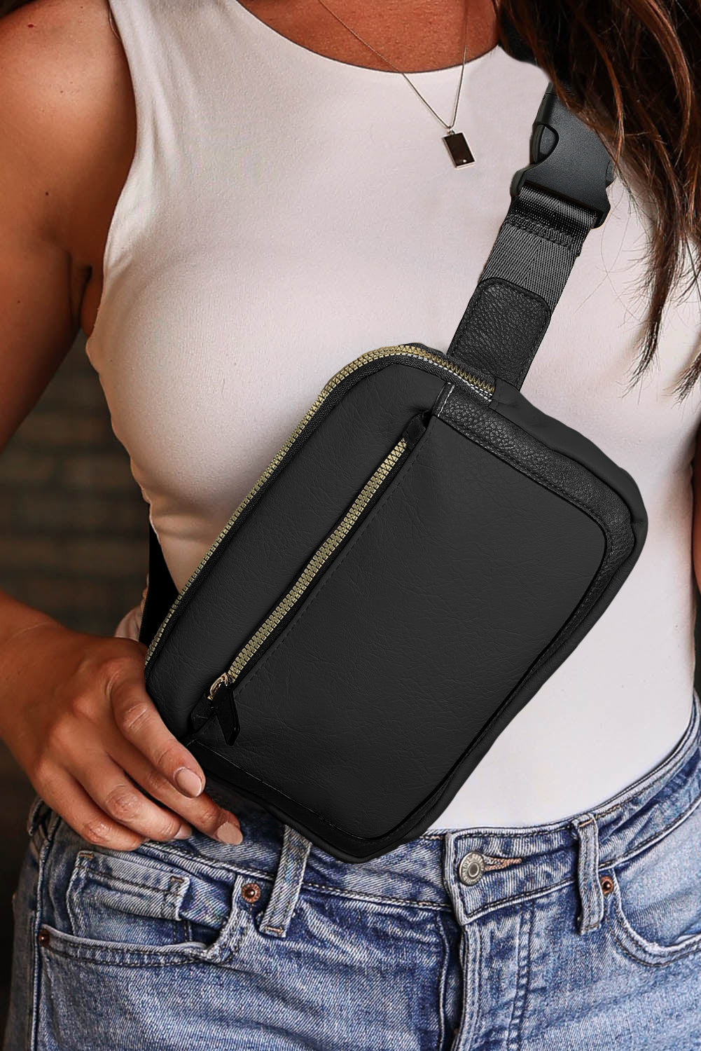 Desert Palm Minimalist Multi-zipped Crossbody Bag