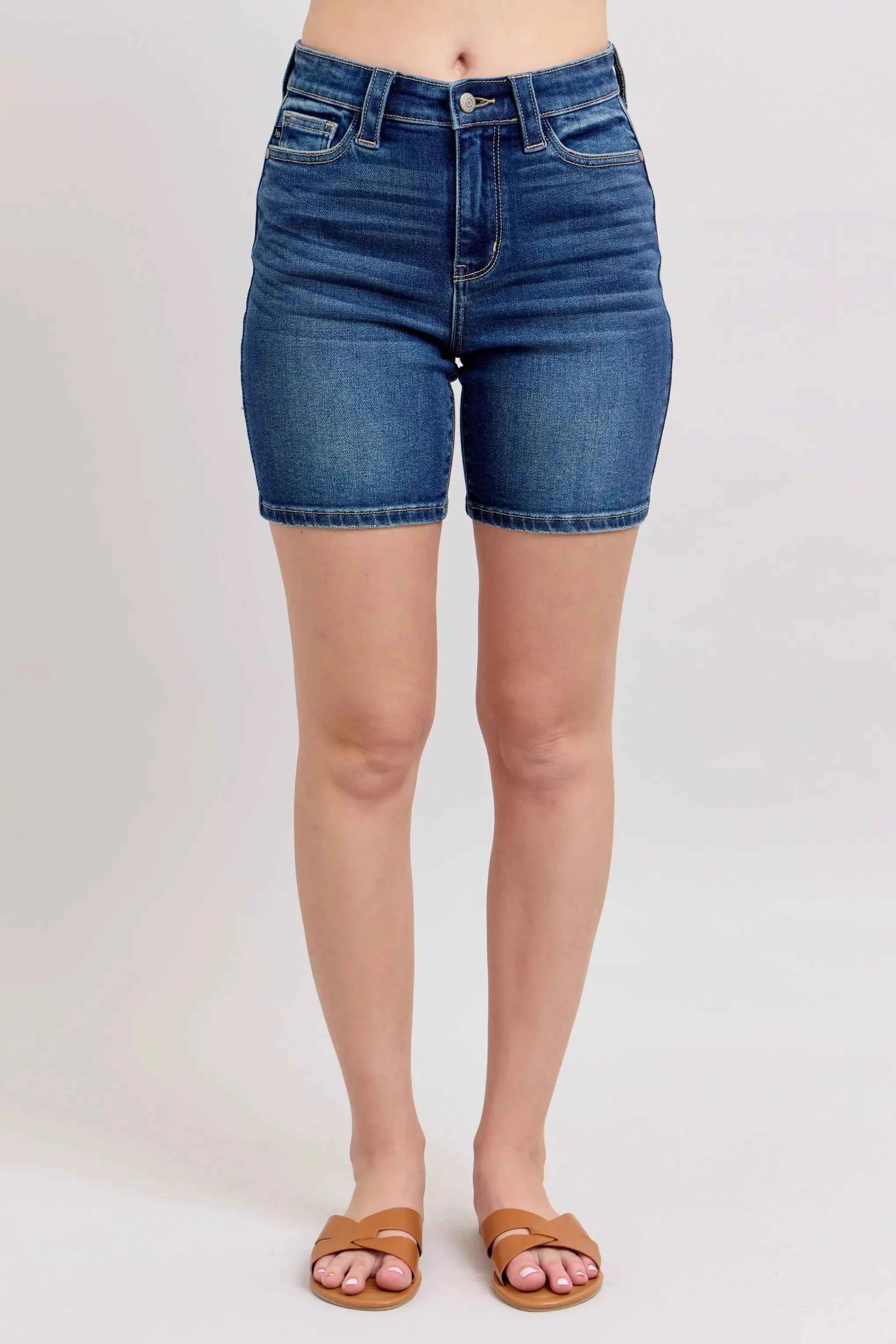 Judy Blue Full Size High Waist Bermudas Jeans W/ Back Flap Pockets Plus Size