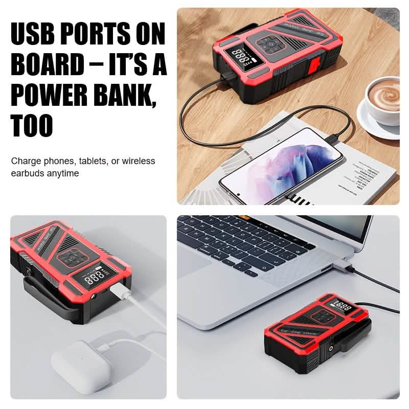 3000A 21V Car Jump Starter & 150PSI Tire Inflator 2-in-1 Portable Compressor by DailySale