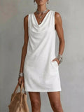 Casual Sleeveless Cowl Neck Mini Dress by Shopiebay