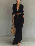 Full Size Ruched Long Sleeve Maxi Dress Plus Size