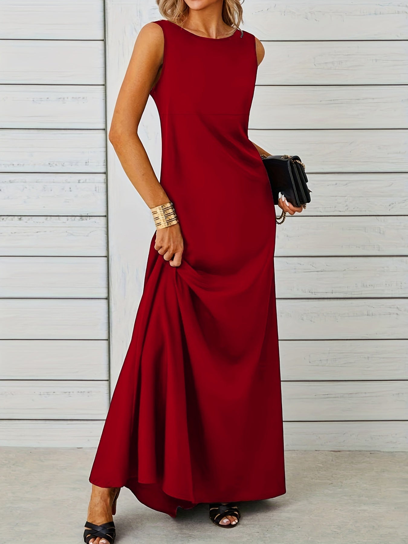 Sleeveless Flowy Maxi Dress by Shopiebay