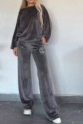 Full Size Boat Neck Long Sleeve Top and Pants Set